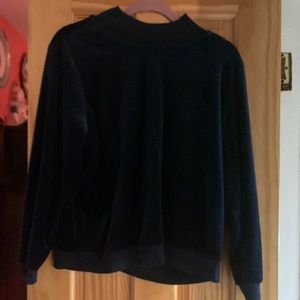 Blair 2 Piece Dark Blue Velour Set size Medium Petite (top & pant)